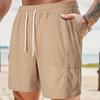 Summer Solid Color Lace Up Sports Five Quarter Shorts Men's Multi Pocket Shorts Casual Pants