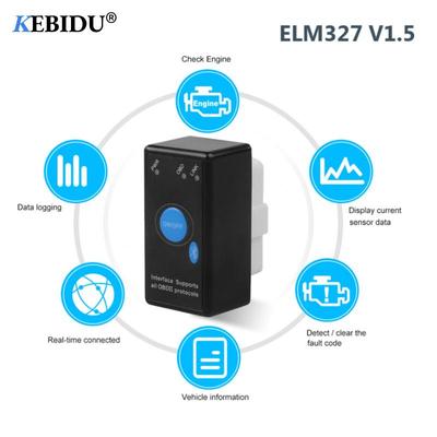 Мини ELM327 Bluetooth V1.5 V2.1 для Android Torque OBD 2 Интерфейс сканер ELM 327 OBDII Протоколы Код Авто диагностический инструмент