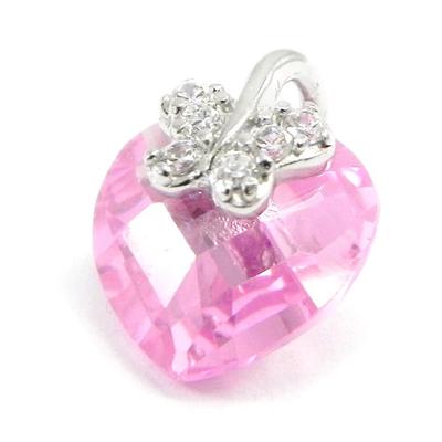 [F6905] - Silver Pendant 'Sissi' Pink (heart)