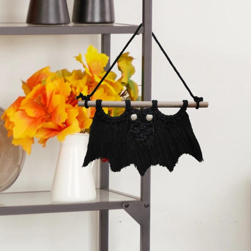 Wall Decoration 3D Bat Hanging Ornament, Hand-Knitted Black Style, Bat Tapestry, Halloween Home Decoration