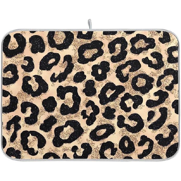 Happy Halloween Purple Pumpkin Fall Dish Drying Mat 16x18 for Kitchen Counter Trick or Treat Spooky Ghost Reversible Dishes Draining Mats Medium