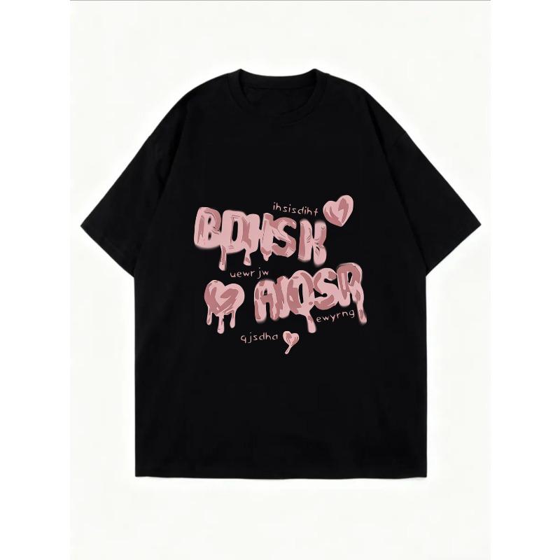 Bílé Nadměrné Tričko s Růžovým Kapajícím Potiskem Love pro Neformální Nošení