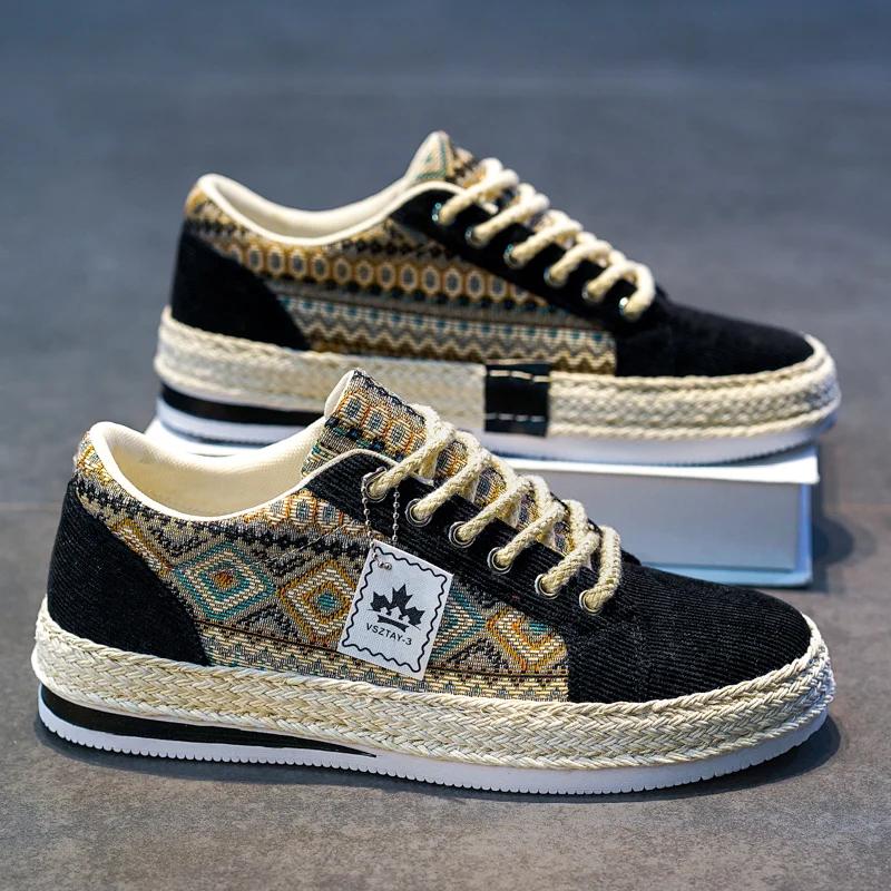 Mode SYTK Herrenschuhe Fischer Leinenstoff Slipper Sommer Herren Sneaker Sommer Flache Canvas Schuhe Für Männer Freizeitschuhe Männlich