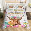 Highland Cow Duvet Cover King Queen Western Farm Animal Comforter Cover Microfiber Bull Cattle Floral Bedding Set For Kids Teen