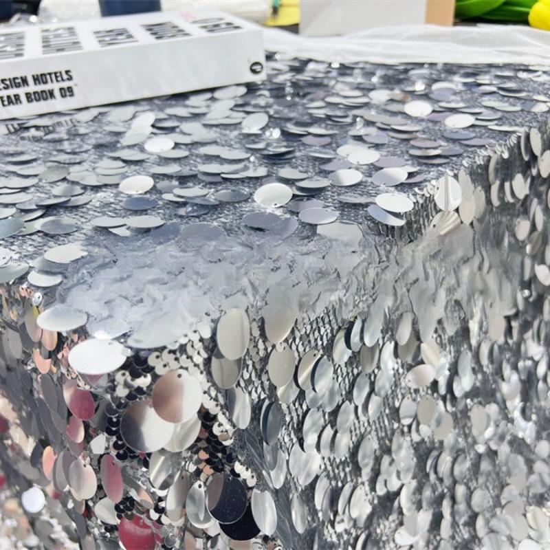 5+18mm Sequin Mesh Lace Fabric for Sewing High Quality Wedding Party Dress Clothing Patchwork DIY Apparel Sewing Supplies