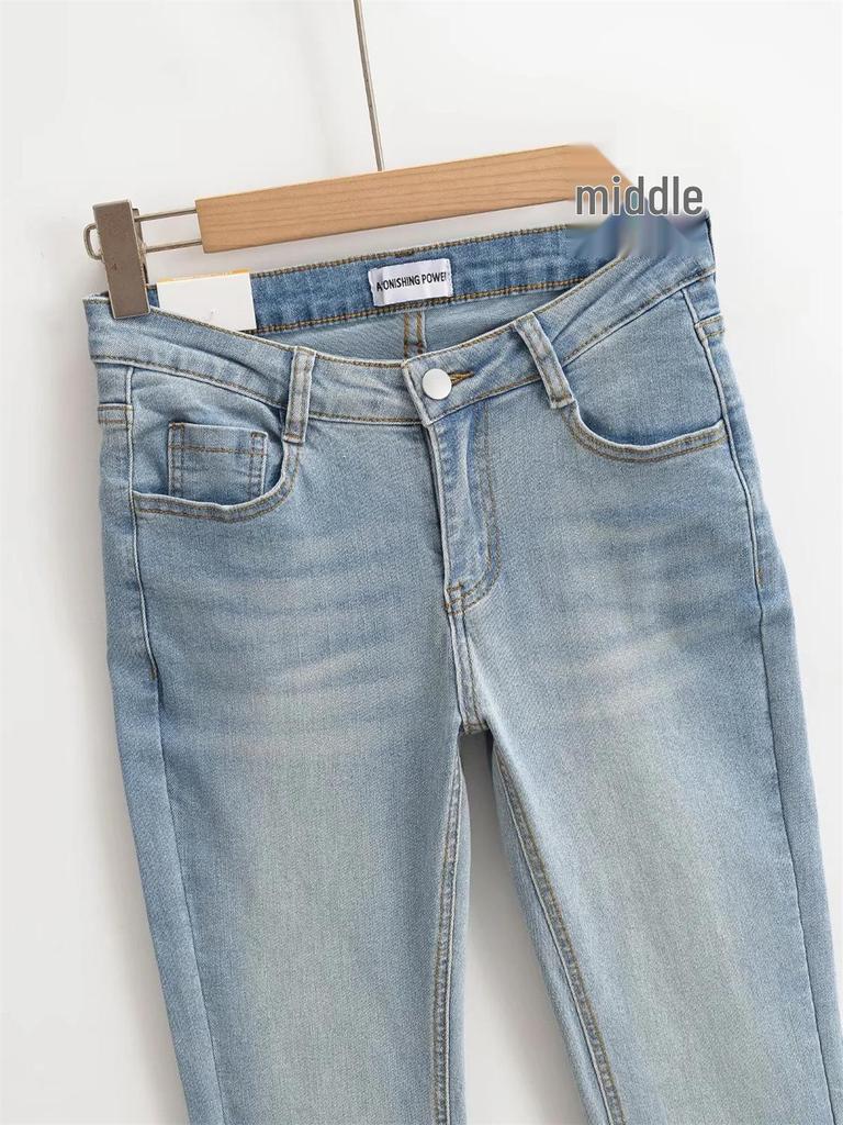 Hot Girl Low-Rise Slimming Butt-Lift Micro-Flare Slim-Fit American Style Jeans