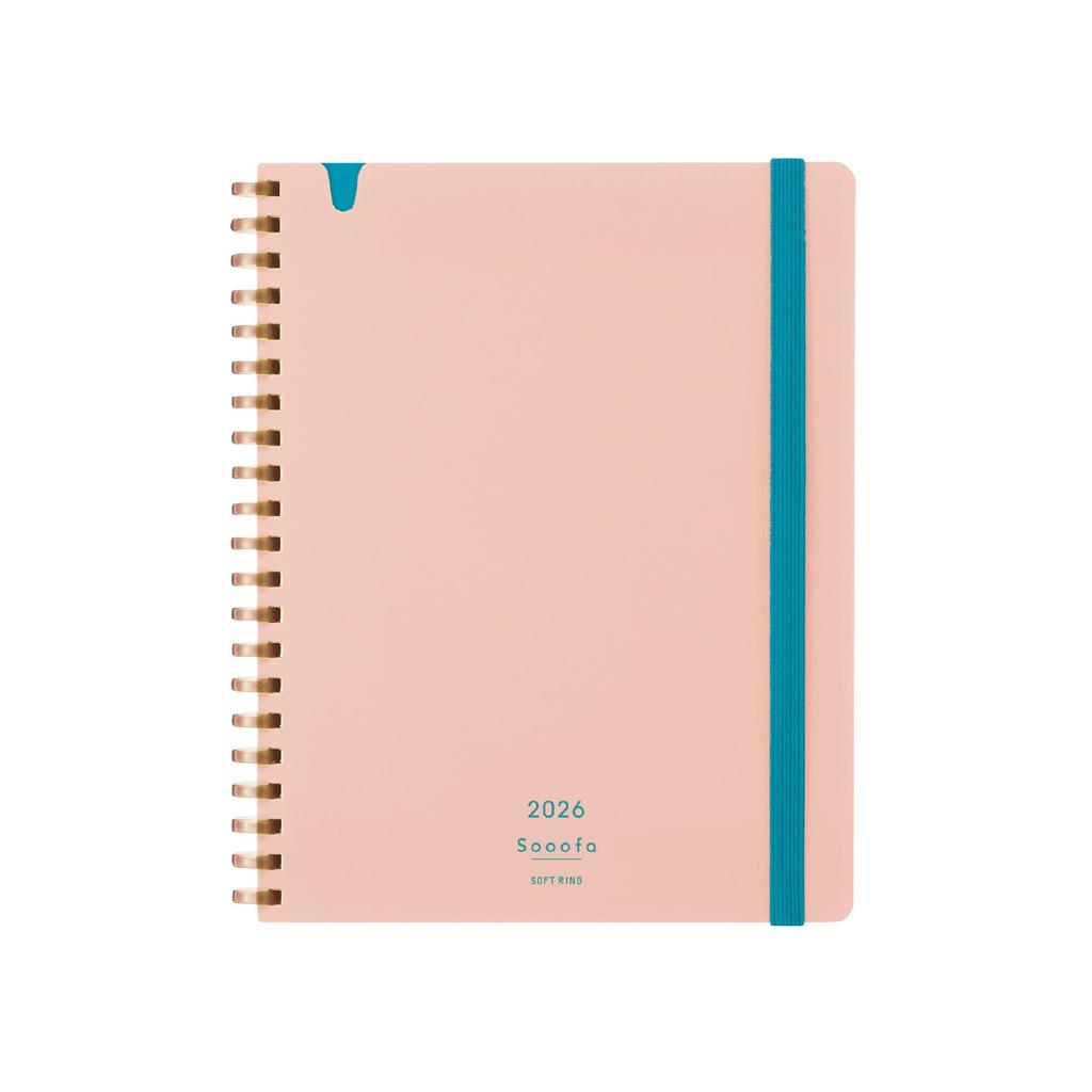 Kokuyo 2026 Sooofa Soft Monthly B6 Light Starts December 2025 Diary, Ring, Block, Variant, Pink, Ni-SSMNLP-B6-26,