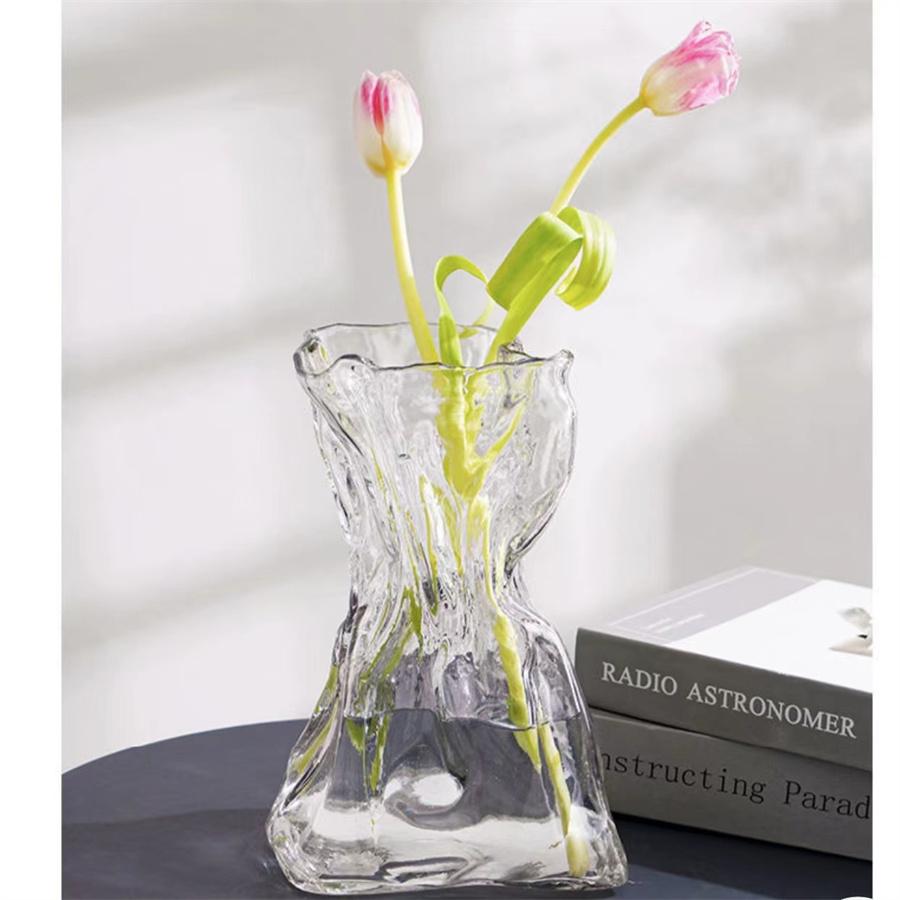 Wind Flower Vase Advanced Transparent Vase Glass Living Room Desktop Hydroponic Flower Arrangement Creative Decoration