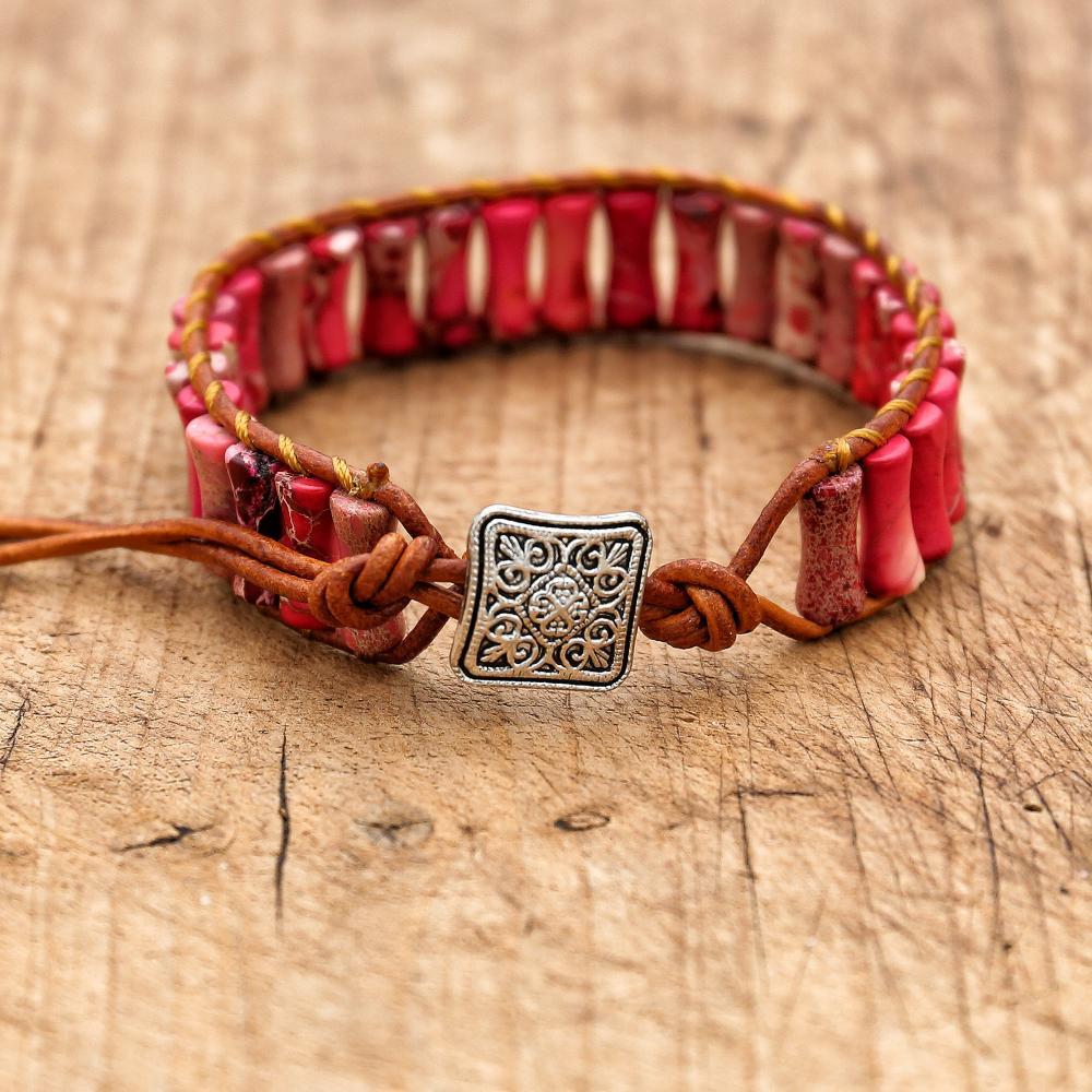 Leather Rope Beaded Boho Bracelet Jewelry Handmade Natural Stones Charm Strands Wrap Bracelet Christmas Gifts