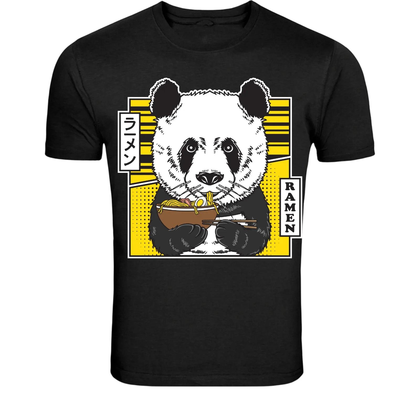 Panda Eating Ramen T-Shirt - Funny Japanese Food Lover Graphic S