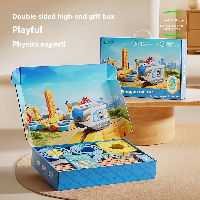Electric Puzzle Magnetic Track Train Kids Cube Montessori Toy Construction Tracks Brain Development Learn Set DIY for Kid Friendly Entertaining Fun