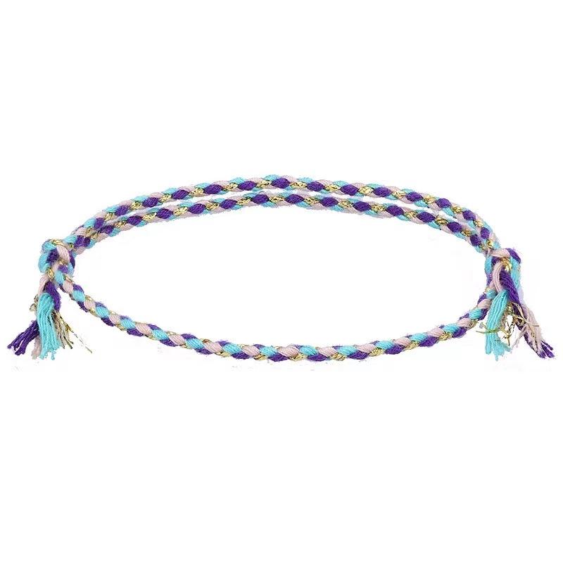 Boho Four Strand Color Handmade Waterproof Woven Thread Wrap Bracelet Simple Rope Knot Bracelet Friendship Bracelets