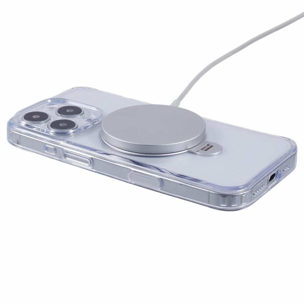 For iPhone 16 Pro Case Magnetic Kickstand PC+TPU Clear Phone Cover with Camera Control Button