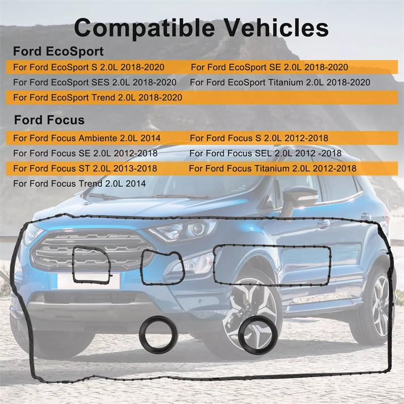 1Set Valve Cover Gasket Set For Ford Ecosport / Focus Vs50877R Vs50729 Vc4236G Black Car Accessories