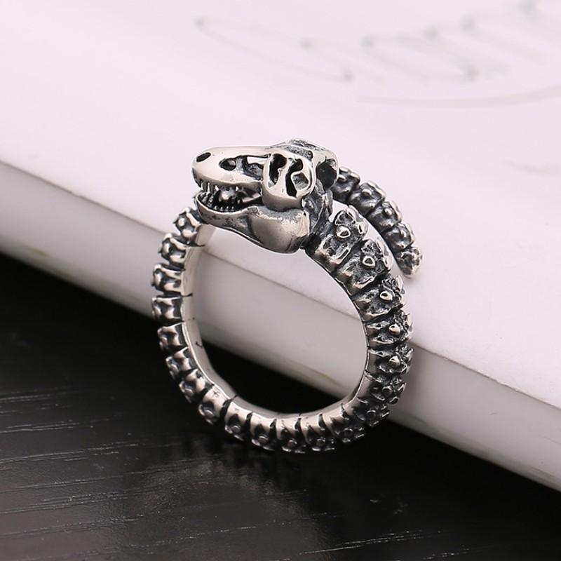 Buyee   Kupfer Einzigartiger Herrenring Finger Elegant Dinosaurierknochen Offener Ring Für Männer Mode Punk Rock Feiner Schmuck Kreis resizable