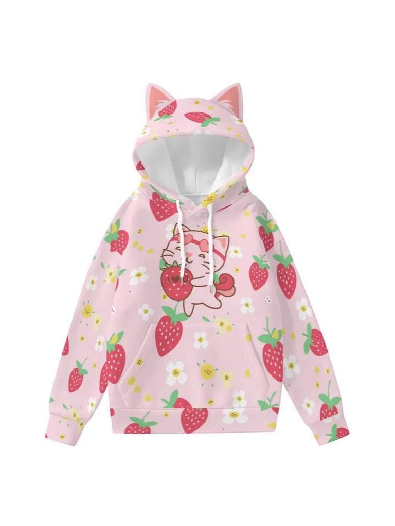 Unisex 3D Cat Ear Style Hoodie - Cute Pullover with Hood for Men and Women