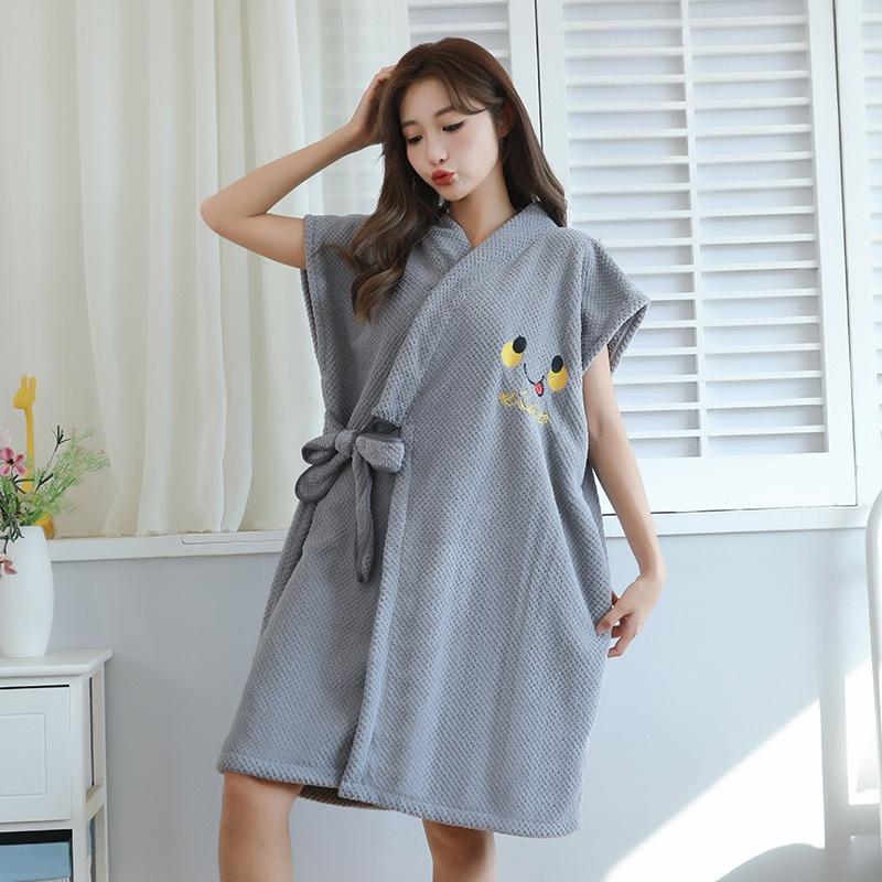 

Великий банний халат-рушник для тіла, потовщений корал-фліс, м який та поглинаючий, ідеальний для дому, подорожей, сауни та спа, халат сірий