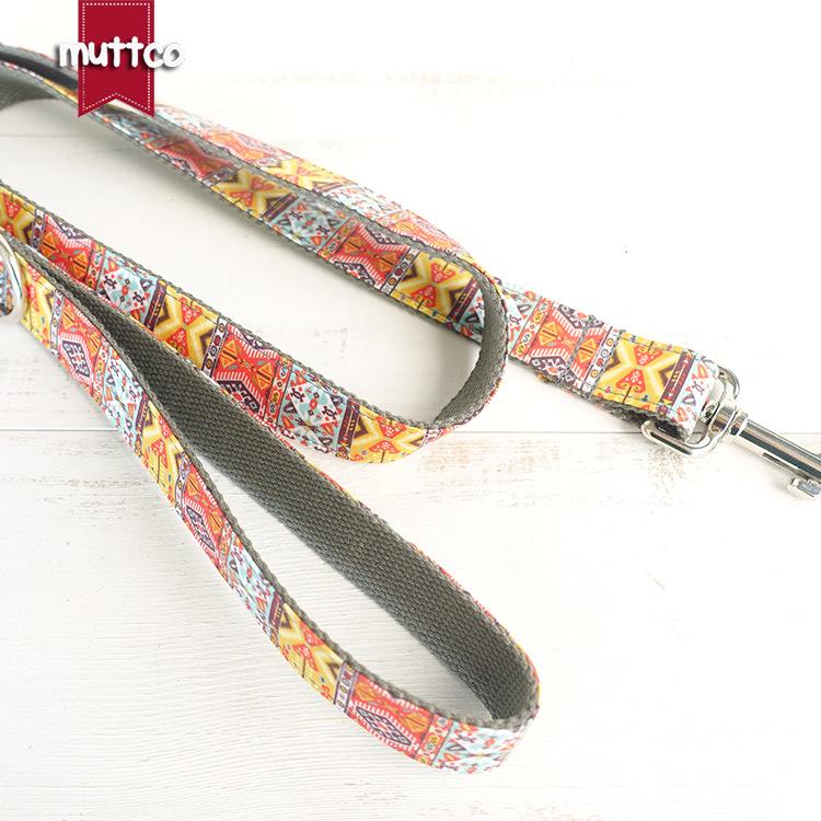 Ethnic Style Colorful Pattern Gray Dog Leash for Large Pets