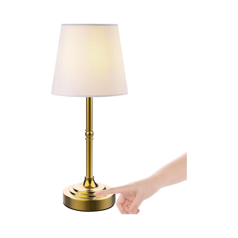 Bronze Wiederaufladbare LED-Tischlampe Kabellos Berührungssteuerung Stufenlos Dimmbar Nachttischlampen für Schlafzimmer Esszimmer