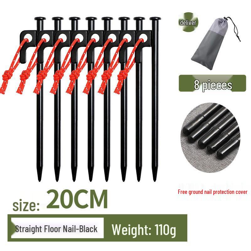 Steel Tent & Tarp Pegs: Thickened, Windproof, Long Camping Peg Set for Outdoor Use