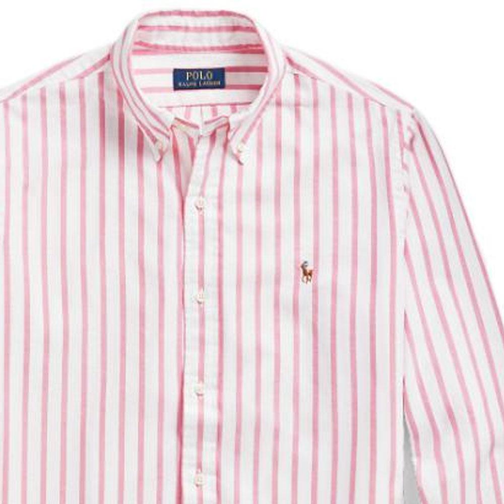 Polo Ralph Lauren Ss23 Striped Logo Embroidered Long Sleeve Shirt Men Shirts Pink MNPOWOV16822908-650