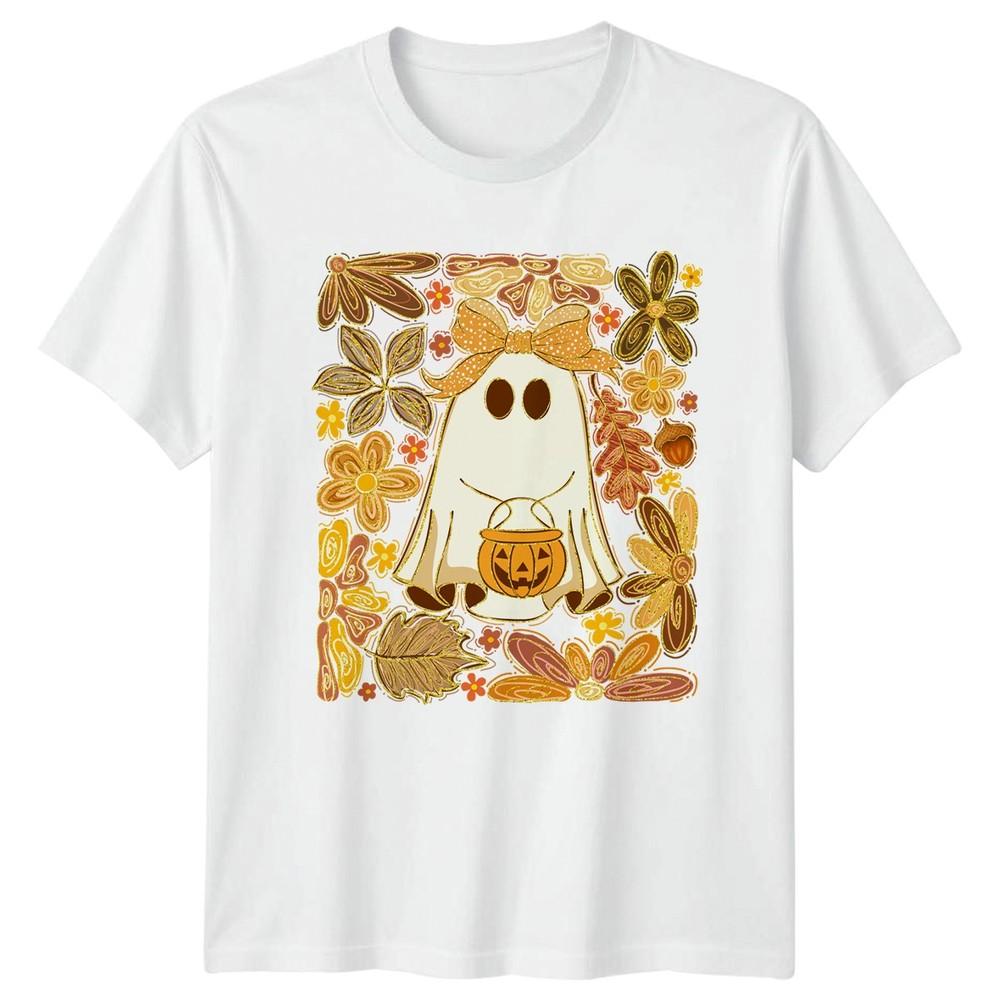 Floral Ghost Spooky Season Unisexs TShirt Floral Ghost Halloween Gift For Her S