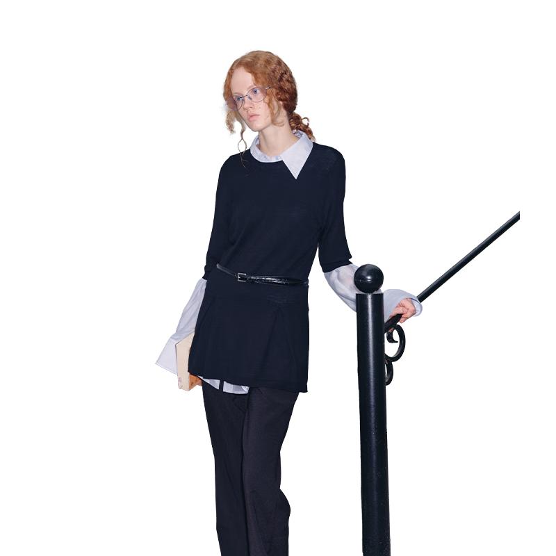 

ЗЕЛЕНЫЙ ПОЯС Женский трикотажный топ с рукавом 3/4 средней длины M