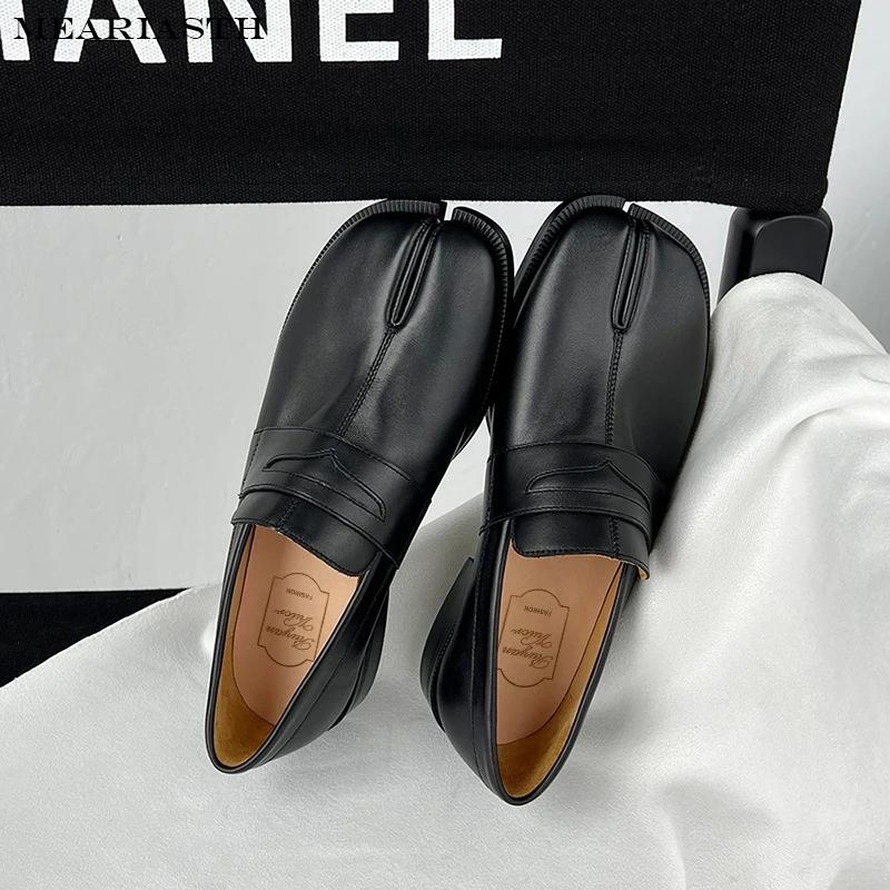 Split Toe Hufschuh für Herren dicke Sohle Loafer Schuhe Tabi Schuhe Lackleder Koreanische Version Trend Casual Lederschuhe