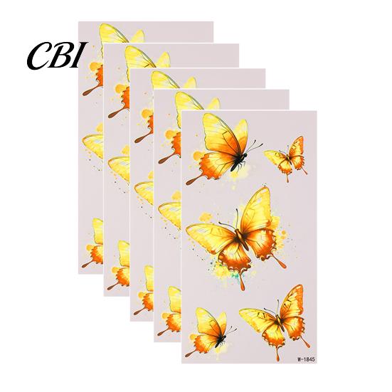 Temporary Body Art Decals 5 Sheets Butterfly Tattoo Stickers, Waterproof Flower Tattoos, Colorful Removable Stickers Face Tattoos for Parties