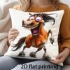 1pc 2D Flat Printed Cartoon Funny Horse Pattern Double-Sided Printed Pillowcase, Home Decor Cushion Cover with Zipper Closure, Machine Washable, Suita