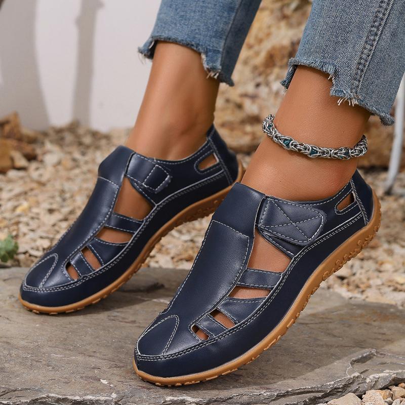 Large Size Summer Handmade Vintage Roman Sandals Soft Sole Mom Shoes Velcro Casual Sports Sandals Foreign Trade
