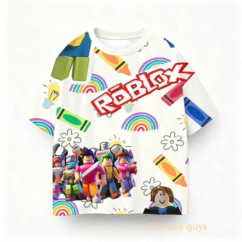 Summer Kids Roblox Game Cartoon T-shirt Boys Clothes Girls Anime Tops