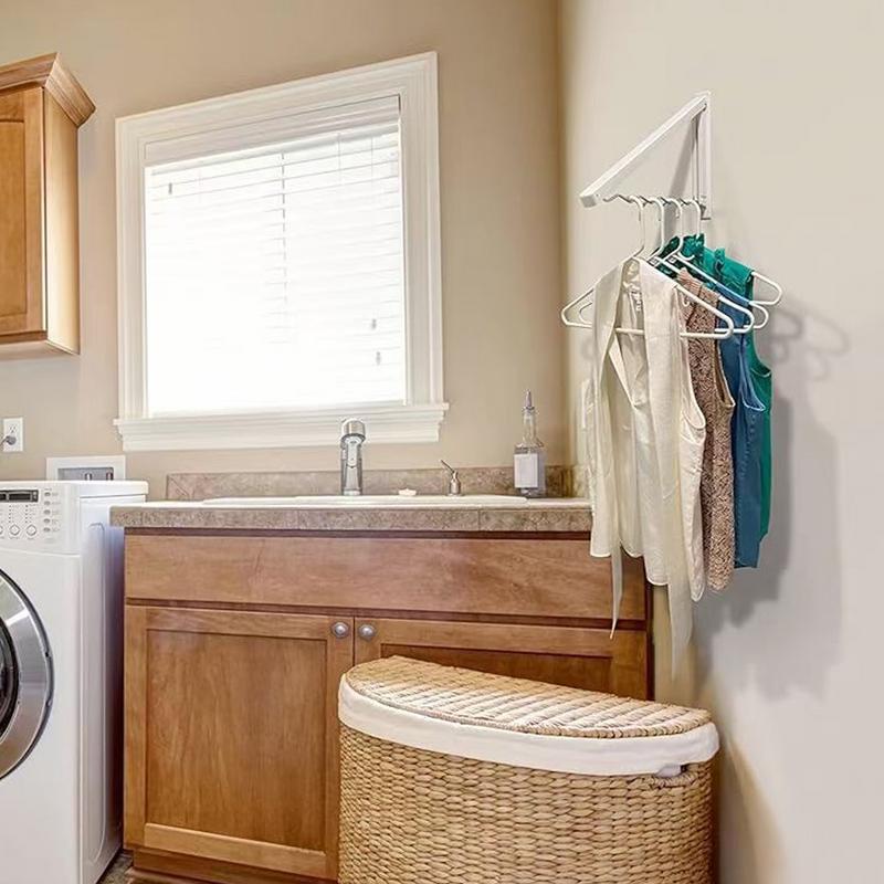 Wall Mounted Clothes Rack Punch Free Foldable Drying Rack 20 Pounds Load Bearing Hanger Rack Wavy Design Drying Coat Racks