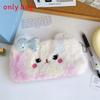 Cute Plush Bear Pencil Case With Colorful Bow For Students And Girls