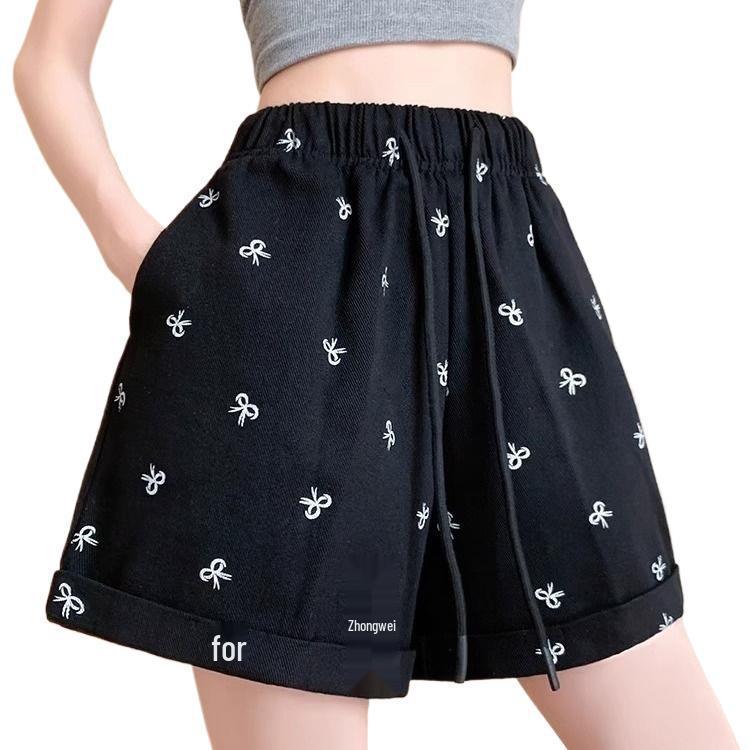 Plus Size Summer High Waist Wide Leg Casual Retro Shorts for Women
