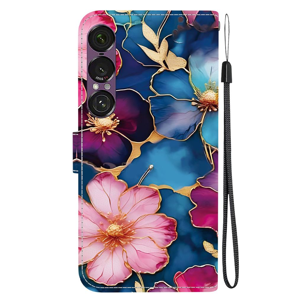 For Sony Xperia 1 VII Wallet Case Pattern Printing Leather Stand Phone Cover with Strap