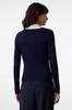 Women's Fashion Stylish Sweater Navy Blue High Collar Knitwear Sweater
