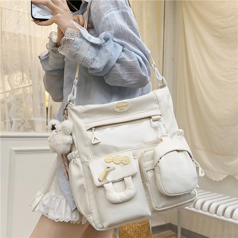 High-value messenger bag women's 2025 new cute Japanese bar pain bag large-capacity transparent junior high school shoulder bag