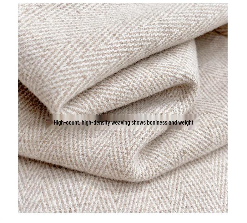 Women's Plus Size Velvet Herringbone Wool Wide-Leg Pants for Autumn/Winter