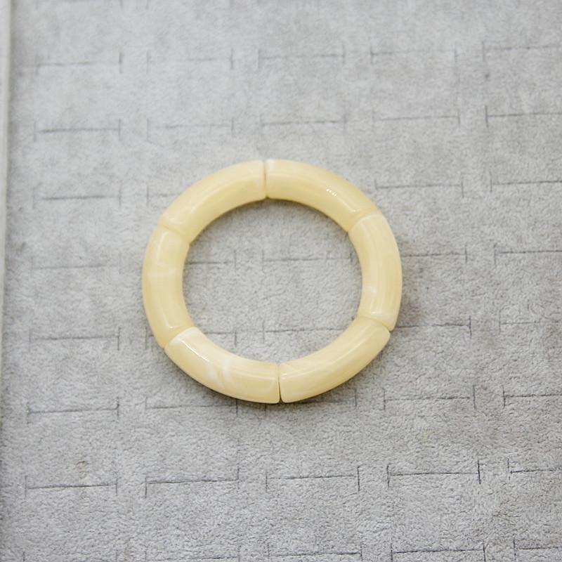 New Mixed Gold Color Tube Beads Acrylic Bracelets Bangles for Women Men Stretch Bamboo Curved Resin Bracelet Stack Jewelry Gifts