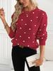 Women's European & American Fashion Polka Dot Jacquard Knit Sweater - Round Neck, Long Sleeve Pullover.