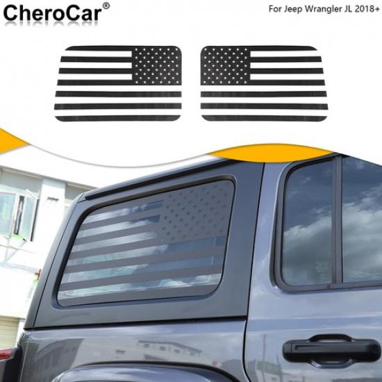 Rear Window Decal Sticker US Flag Black Carbon Fiber For Jeep Wrangler JL 2018+
