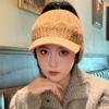 Autumn and Winter Knitted Empty Top Hat, Letter Plush Duck Tongue Wool Hat, Women's Outdoor Cycling Windproof Ear Hat