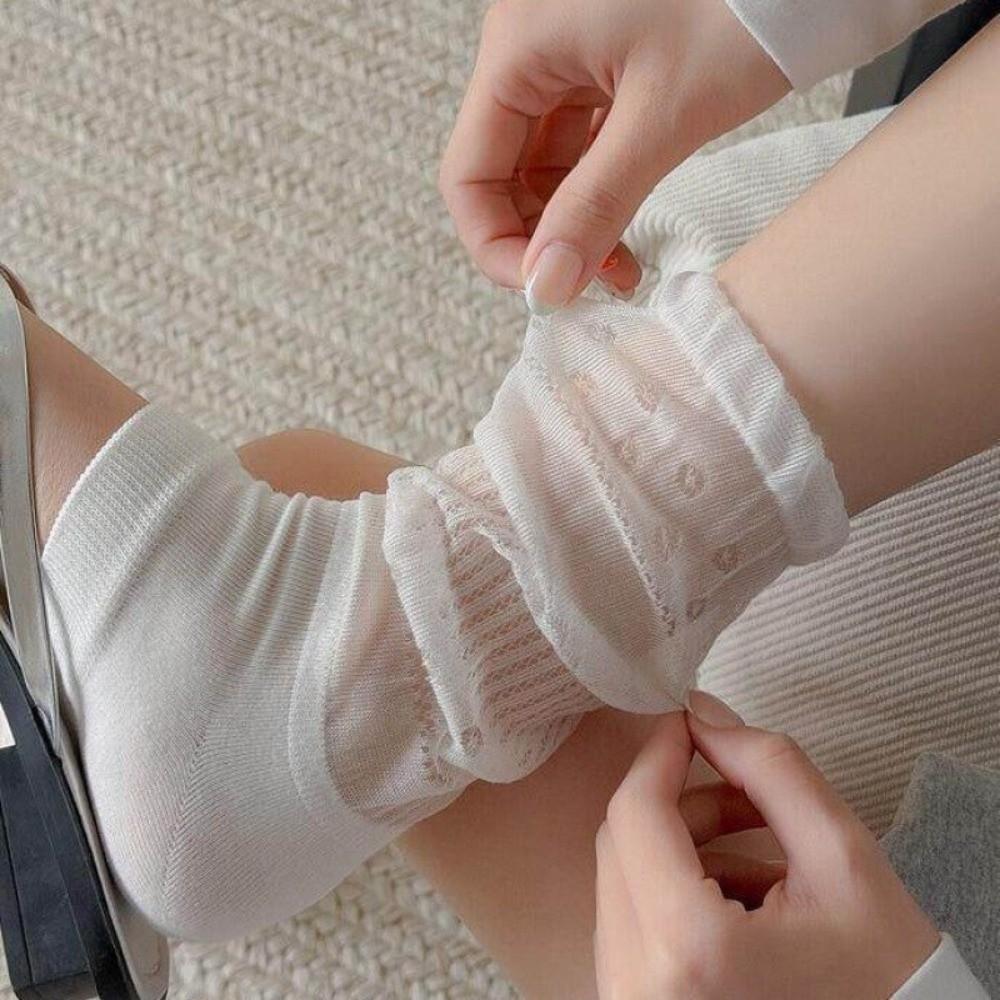 Mesh Sunscreen Socks Loose Fit Foot Cover Fashion Medium Tube Socks  Women's