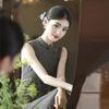Plaid Sleeveless National Style New Chinese Daily Suzhou Long Cheongsam Improved Young 1011 New Women's High Sense