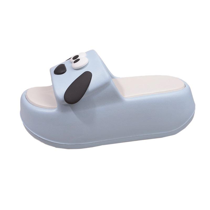 Pantoufles pour femmes d'été confortables à enfiler, pantoufles cool polyvalentes à motif de chien mignon à grandes oreilles