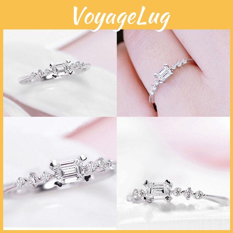 Exquisite Silver Plated Natural Gemstones Square White Sapphire Wedding Birthstone Ring For Timeless Elegance