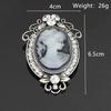 Vintage Courtly Brooch: European Alloy Silver Antique Lapel Pin with Embossed Woman's Head Design