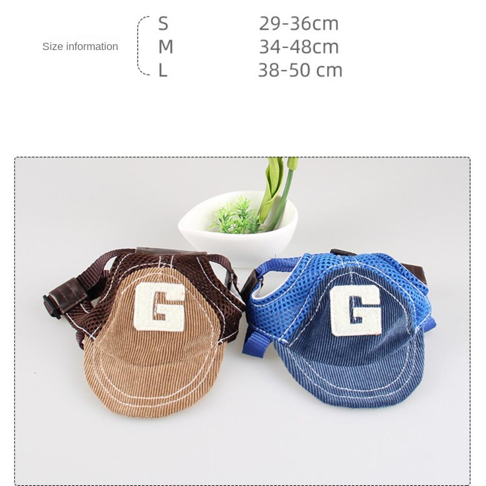 Letter Pet Sunscreen Hat Ear Holes Adjustable Pet Hat Breathable Dog Hat  Outdoor