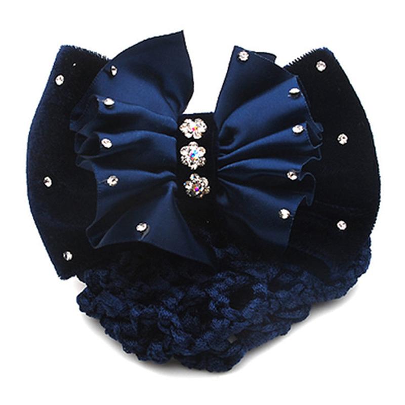 Nurse Stewardess Hair Accessories Bowknot Stripe Net Bun Hair Cover Women Barrette Net Bun Crochet Net Bun Snood